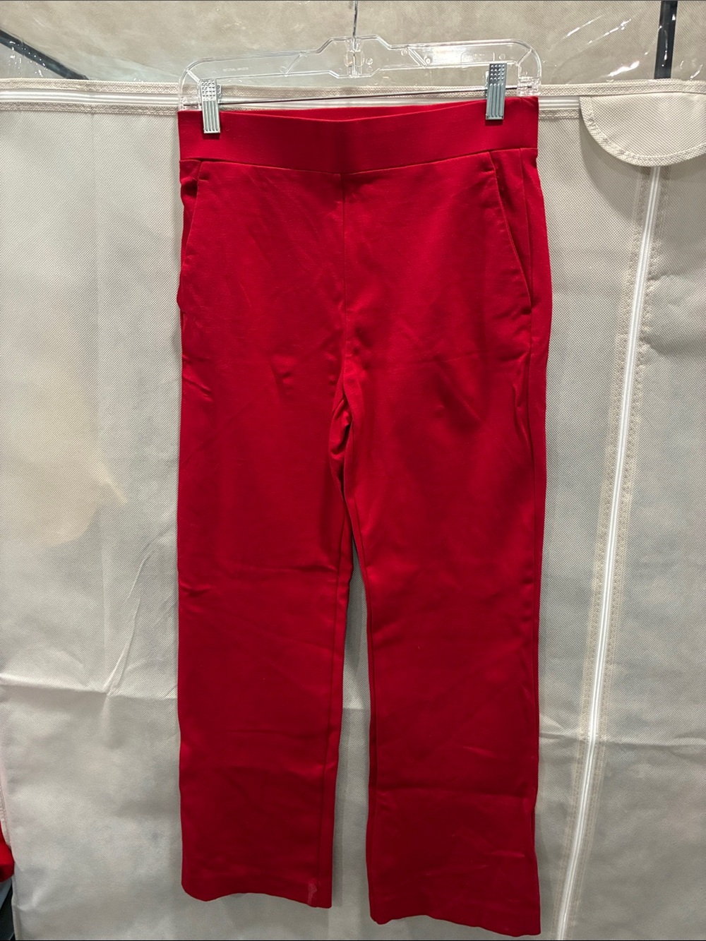 Ann Taylor Straight-Leg Red Pull-On Pants